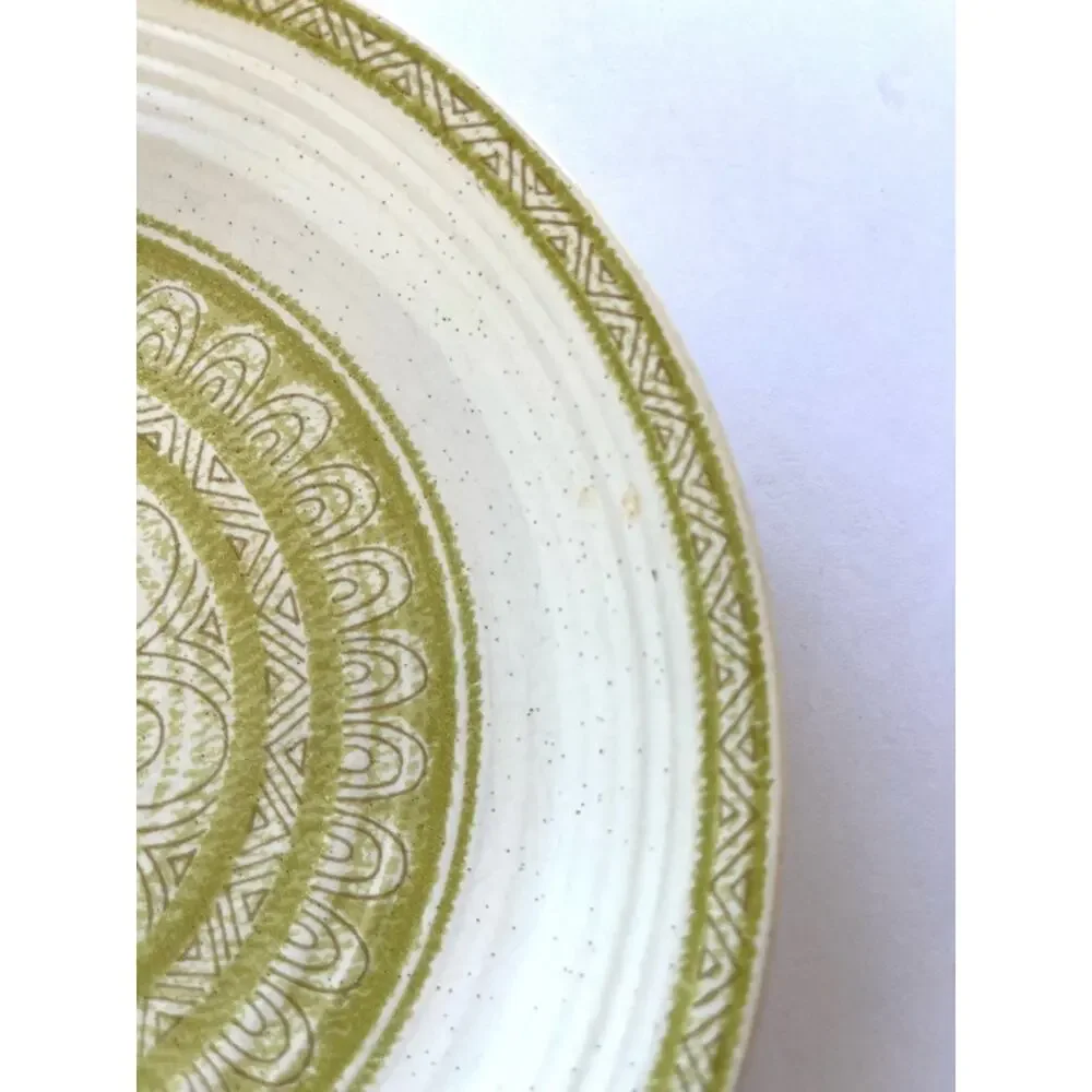 Vintage Franciscan Hacienda Green Earthenware Salad Plates Pair MCM Retro Design